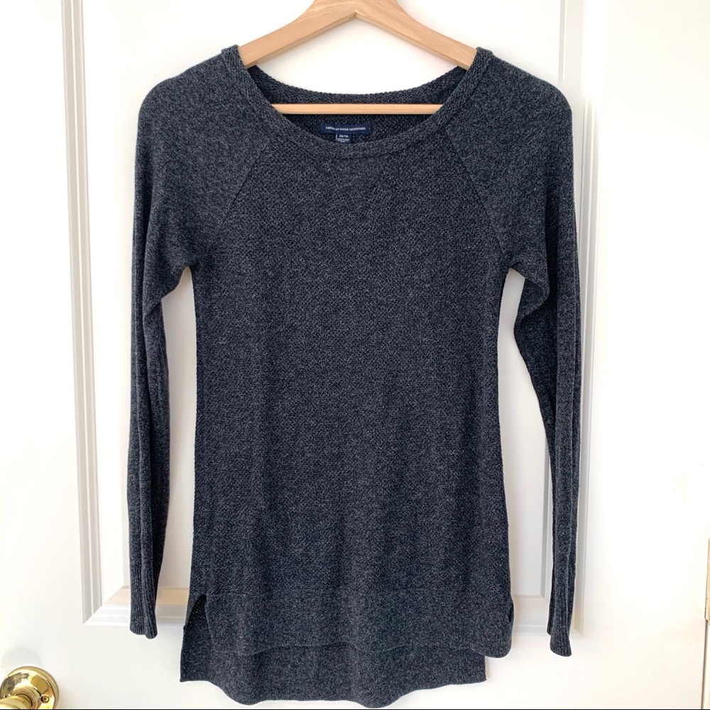 American Eagle Outfitters Waffle Knit Gray Sweater